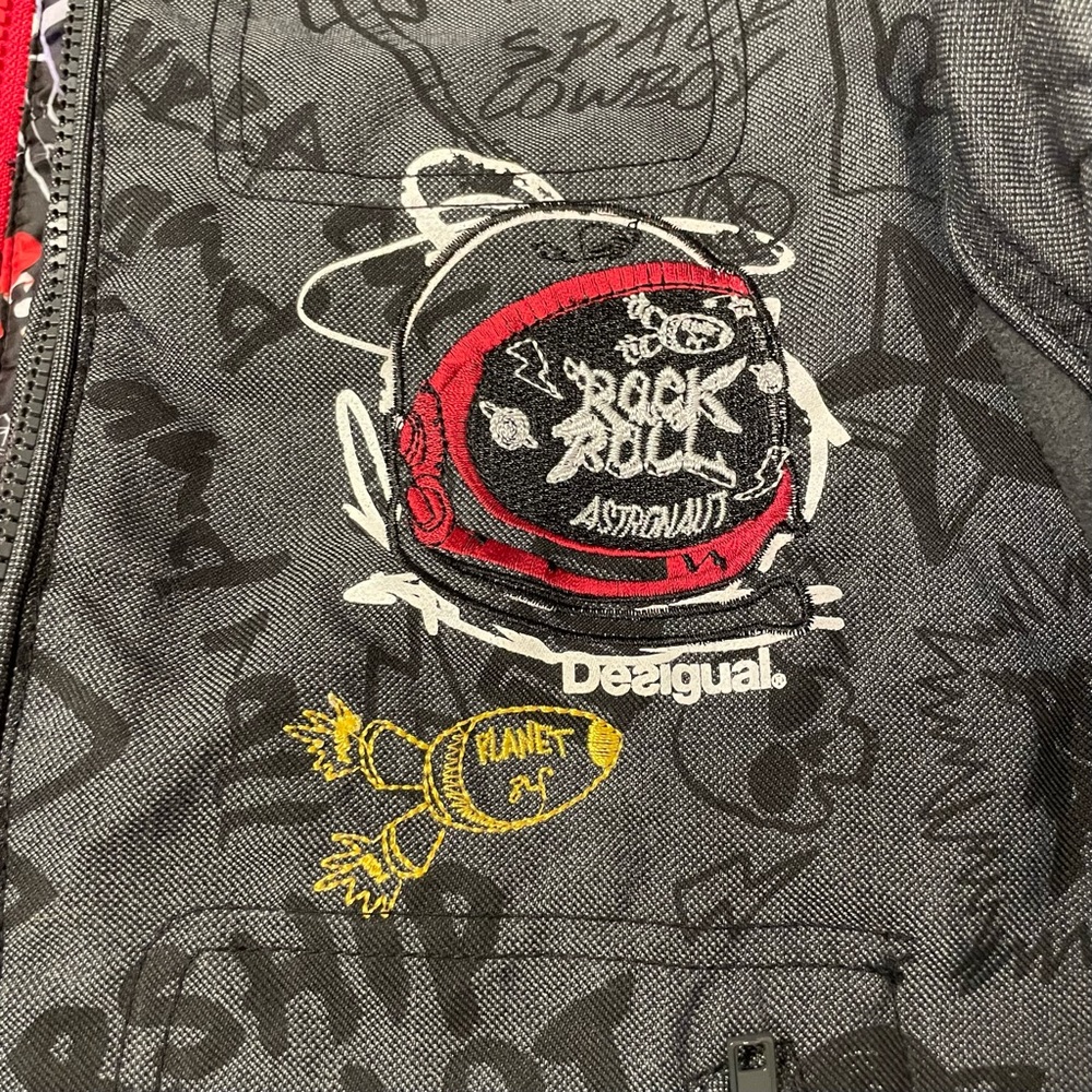 Size 12 Desigual Super Cool NWT Jacket « Rock & Roll Astronaut » - Picture 5 of 12